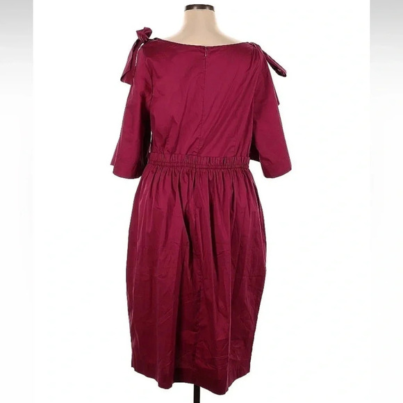 ELOQUII | Burgundy Cold Shoulder Bow Tie Midi Cocktail Party Dress Plus Size 18 - Picture 3 of 4
